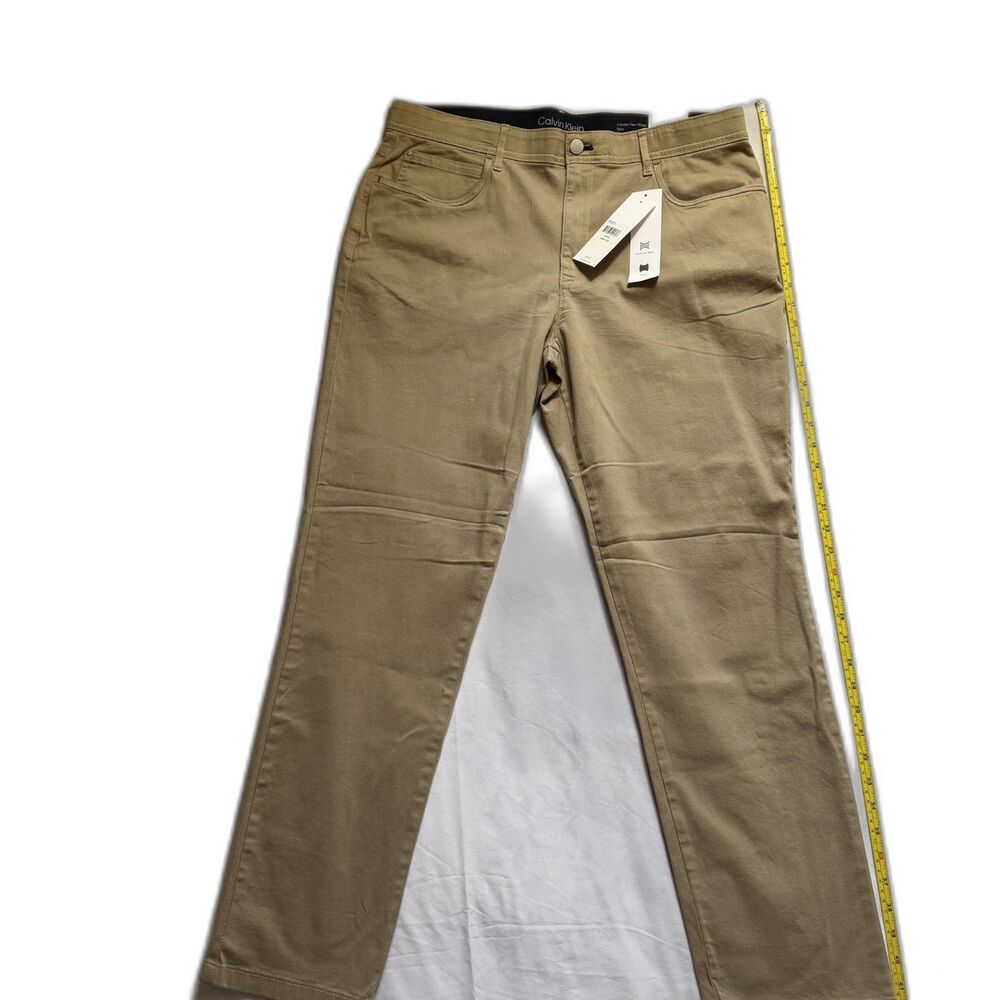 Calvin Klein Mens Slim Fit Khaki Pants Stretch W36 L32 Beige Chino NWT